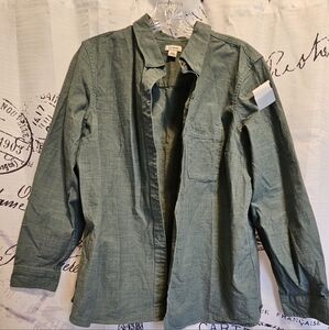 L L Bean Green Button-Up Shirt